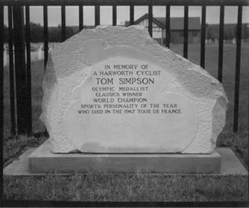 Tom Simpson memorial stone in Harworth